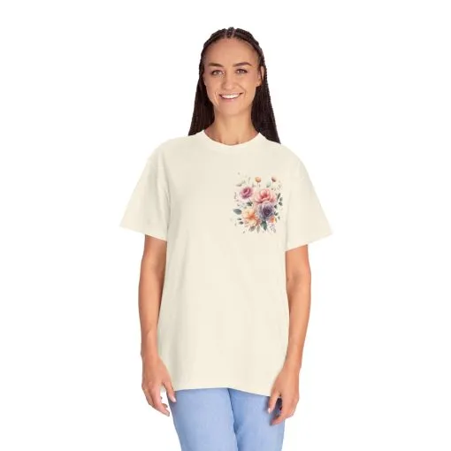 Floral Unisex Garment-Dyed T-shirt - Soft Summer Vibes - Image 11