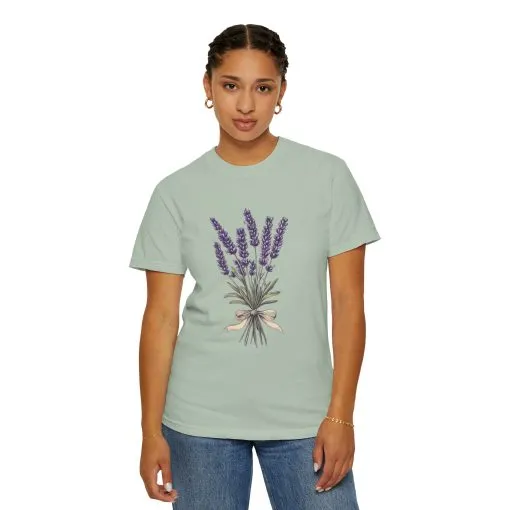 Lavender Bouquet Unisex Garment-Dyed T-Shirt - Nature-Inspired Tee for Relaxation and Everyday Comfort - Image 20
