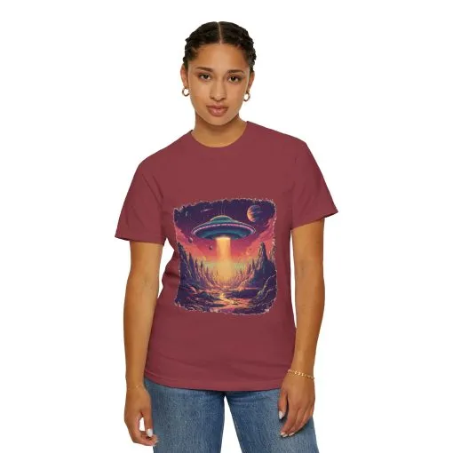 Galactic Adventure Unisex T-Shirt - UFO and Cosmic Landscape Design - Image 36