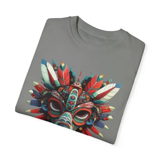 Vibrant Tribal Mask Unisex Garment-Dyed T-Shirt | Unique Festival Fashion - Image 32