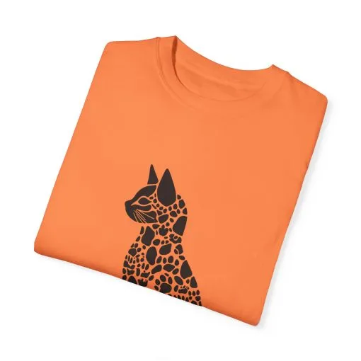 Unisex Cat Lover T-Shirt | Vintage Garment-Dyed Tee with Paw Print Cat Silhouette - Image 6