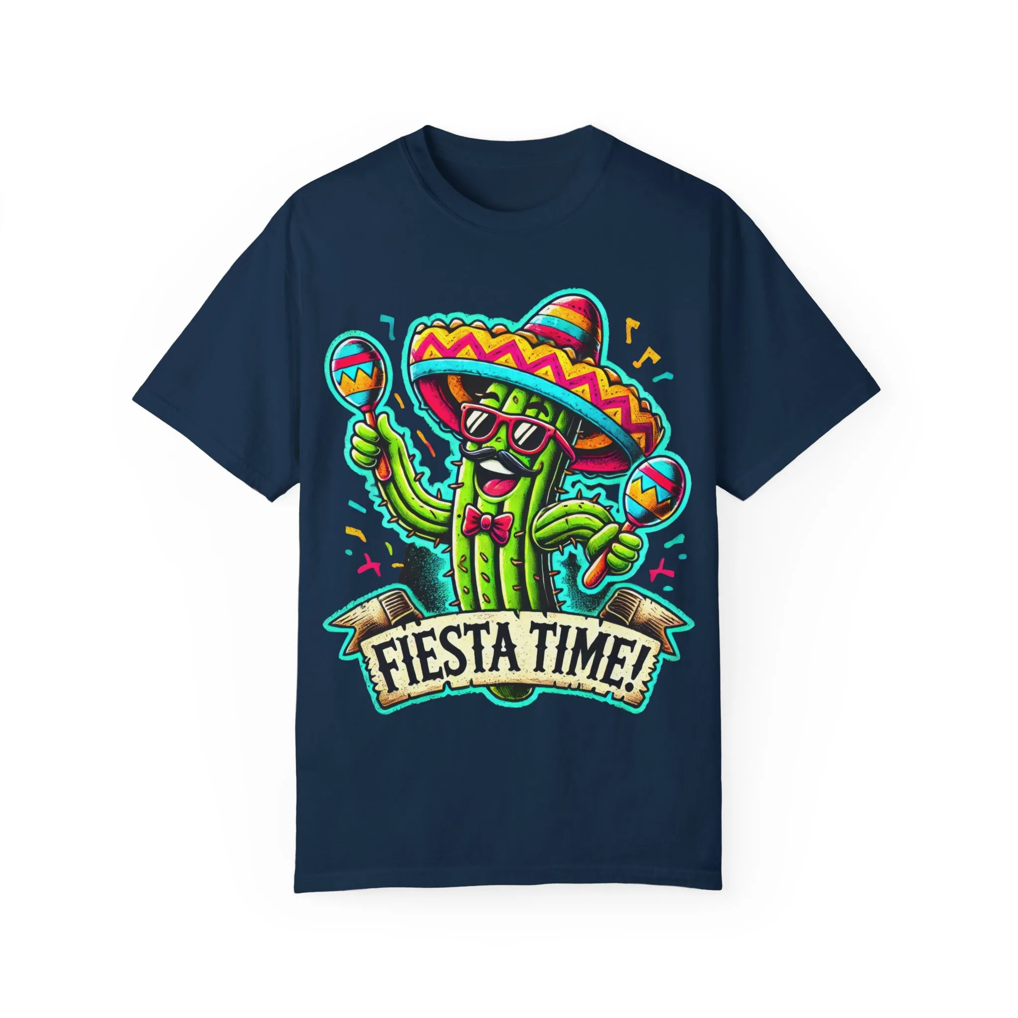 Fiesta Time Cactus T-Shirt - Unisex Garment-Dyed Tee for Celebration Lovers