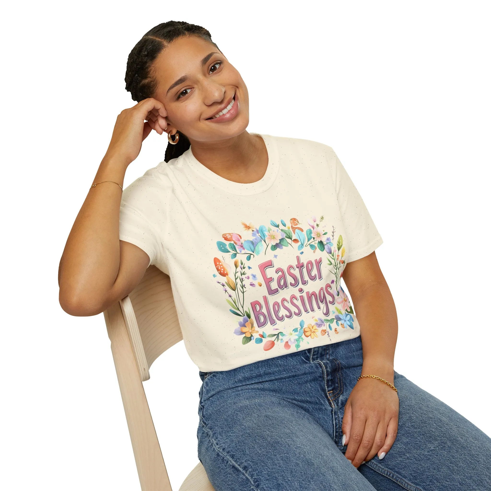 Easter Blessings Unisex Softstyle T-Shirt – Spring Floral Design - Image 20