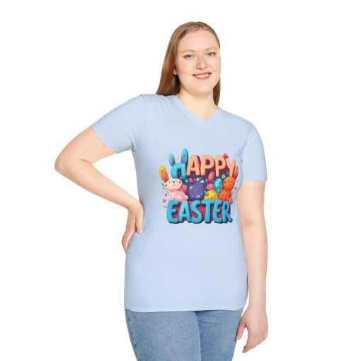 Happy Easter Unisex Softstyle T-Shirt - Fun Spring Bunny Design - Image 29