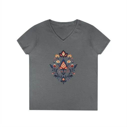 Floral Elegance Ladies' V-Neck T-Shirt | Boho Chic Style for Everyday Wear - Image 5