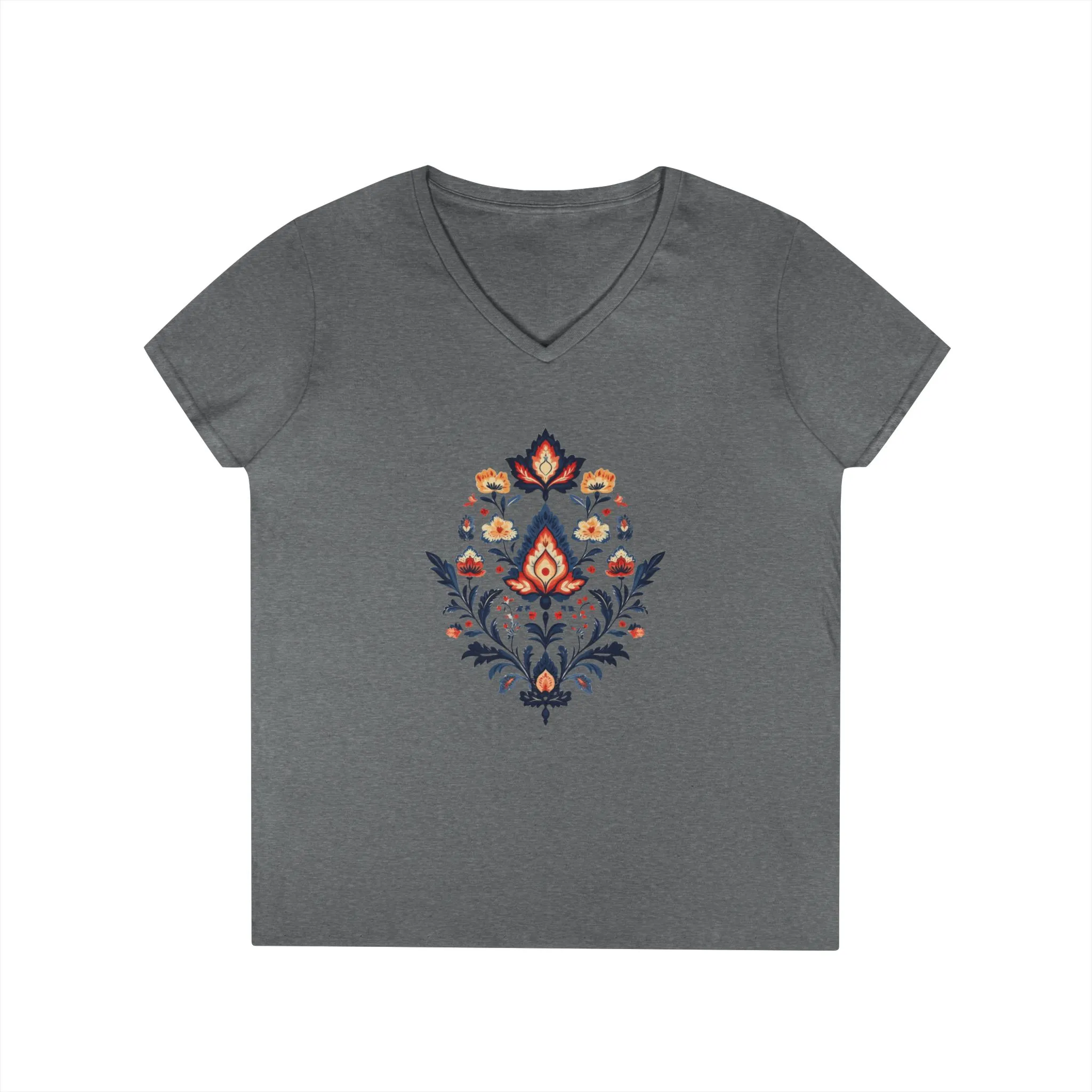 Floral Elegance Ladies' V-Neck T-Shirt | Boho Chic Style for Everyday Wear - Image 5