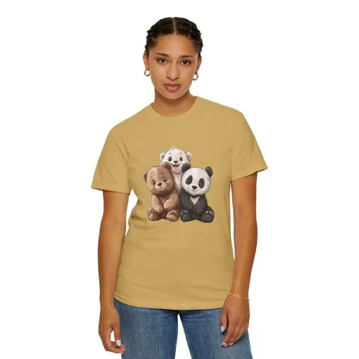 Adorable Bear and Panda Friends Unisex Garment-Dyed T-Shirt - Image 20