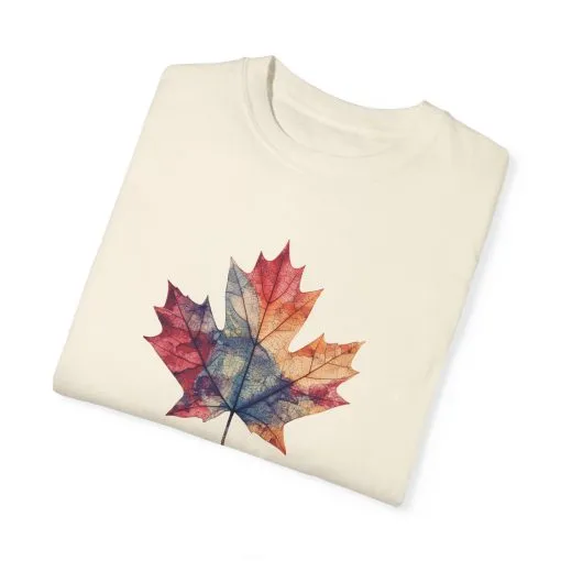 Autumn Maple Leaf Unisex Garment-Dyed T-Shirt - Image 14