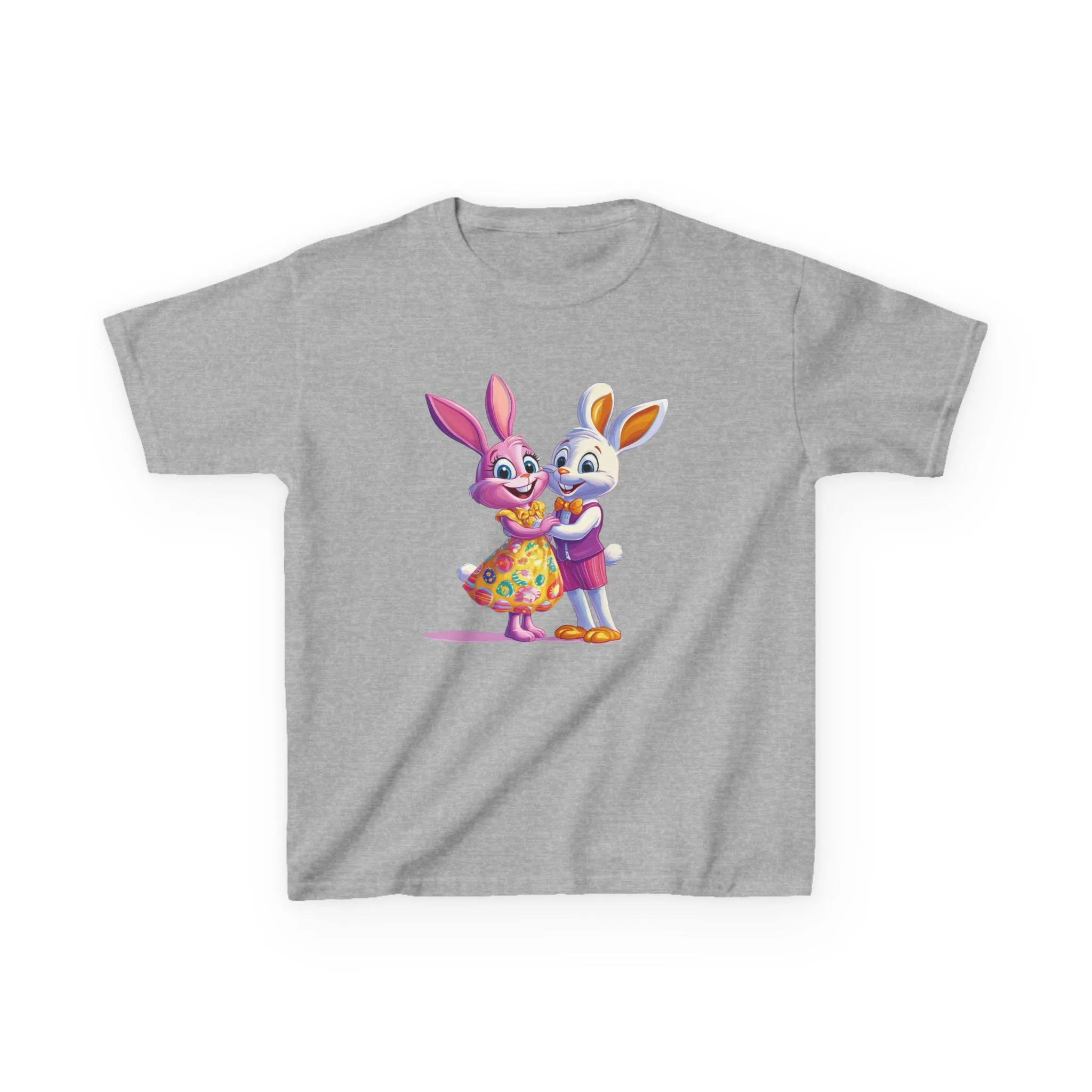 Cute Bunny Love Kids Heavy Cotton Tee - Adorable Cartoon Design for Spring Celebrations - Image 2