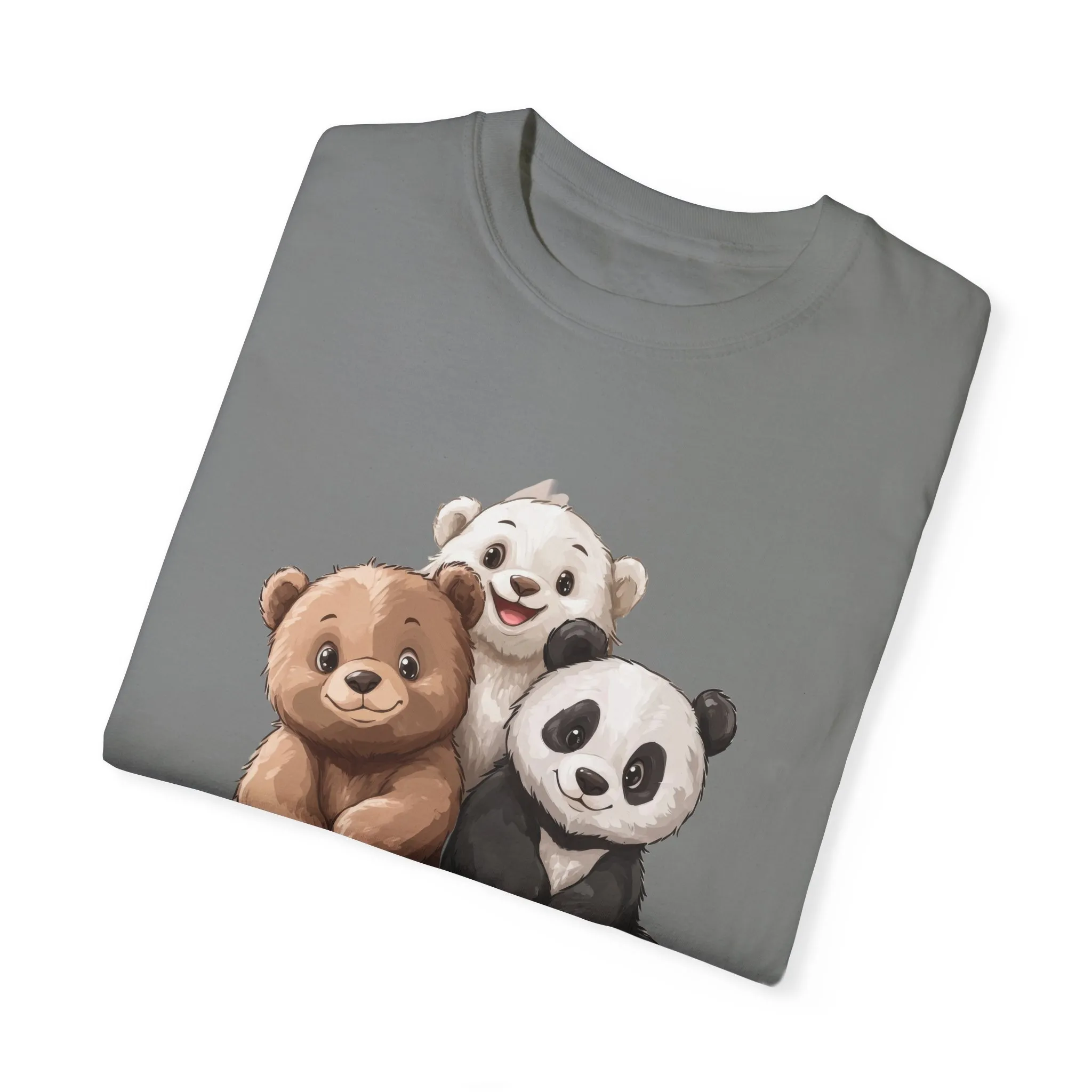 Adorable Bear and Panda Friends Unisex Garment-Dyed T-Shirt - Image 34