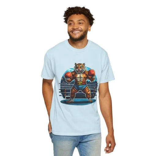 Boxing Tiger Unisex Garment-Dyed T-shirt | Sporty, Bold Graphic Tee for Animal Lovers - Image 4