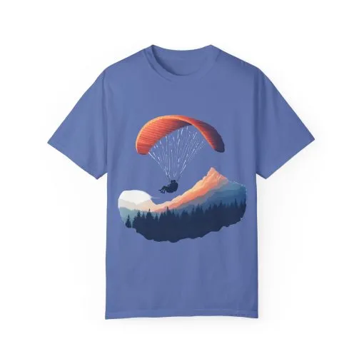 Adventure Awaits Unisex Garment-Dyed T-shirt - Paragliding and Mountain Design - Image 29