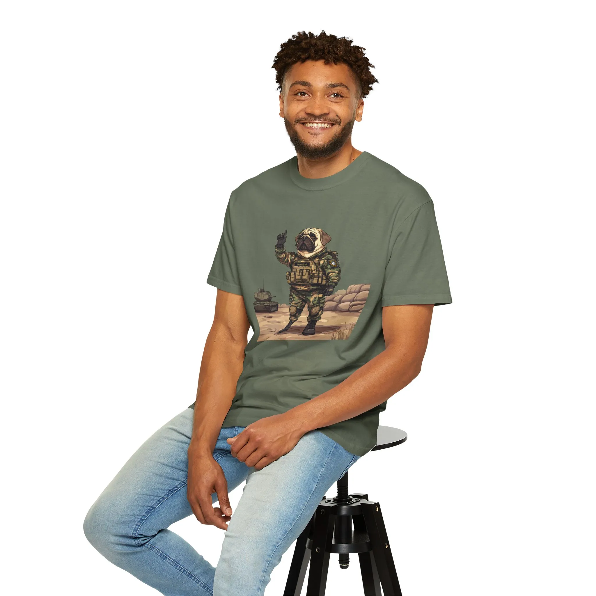Military Pug Unisex Garment-Dyed T-Shirt - Funny Dog Graphic Tee for Pet Lovers - Image 25