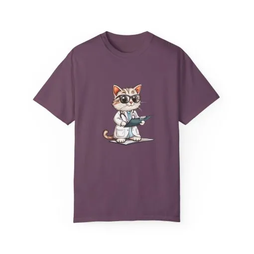Funny Cat Doctor Unisex Garment-Dyed T-Shirt - Image 60