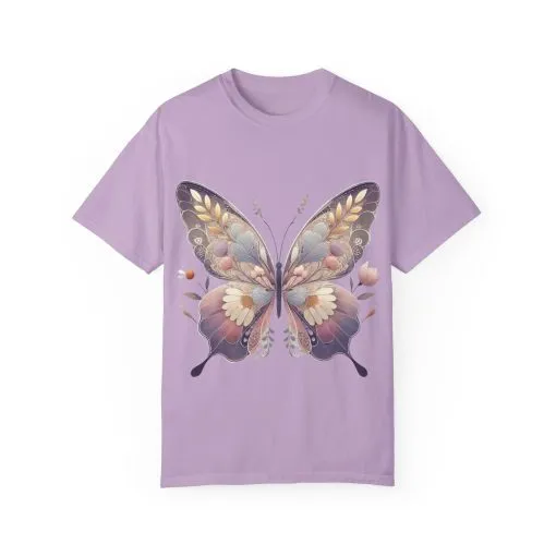 Butterfly Wings Unisex Garment-Dyed T-Shirt - Nature-Inspired Design - Image 2