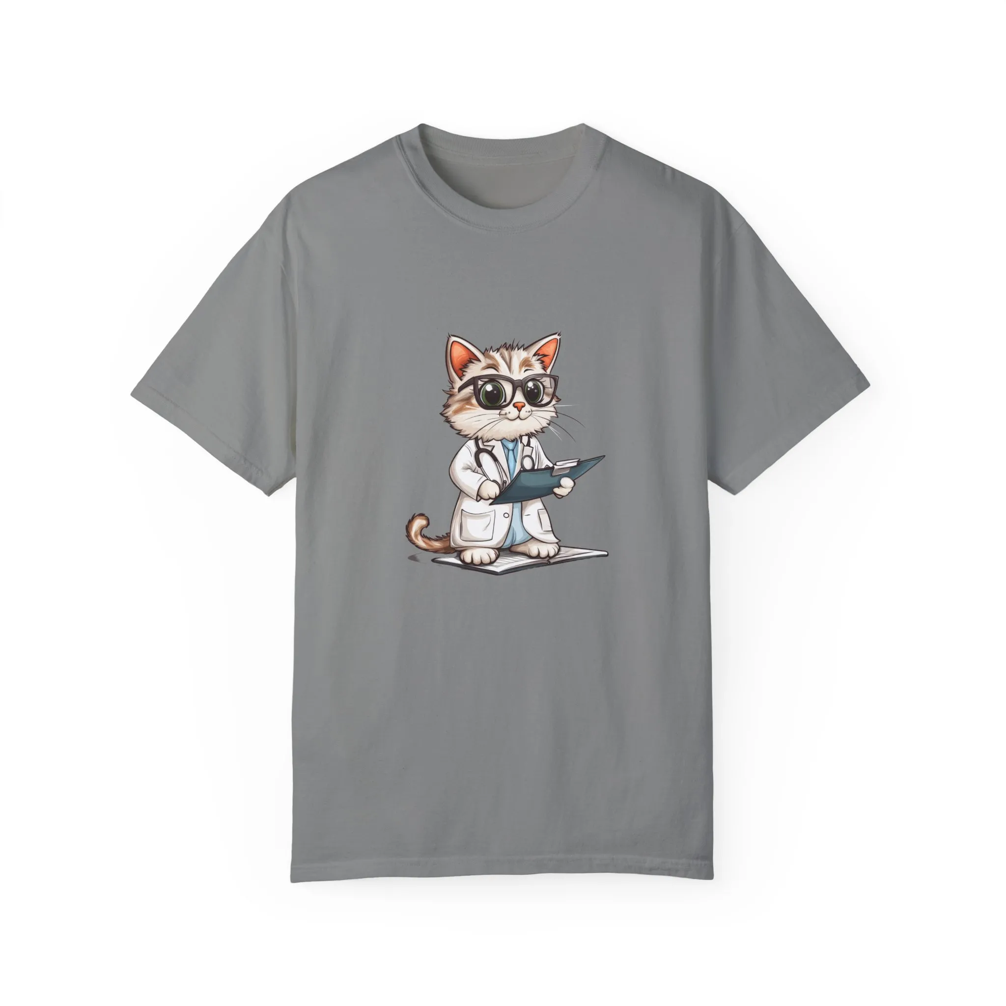 Funny Cat Doctor Unisex Garment-Dyed T-Shirt - Image 48