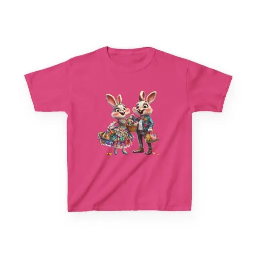 Adorable Bunny Couple Kids Tee - Perfect for Easter Celebrations - Image 34