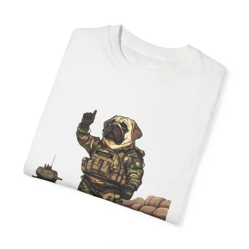Military Pug Unisex Garment-Dyed T-Shirt - Funny Dog Graphic Tee for Pet Lovers - Image 7