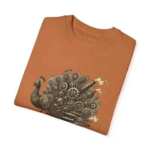 Steampunk Peacock Unisex Garment-Dyed T-Shirt - Image 14