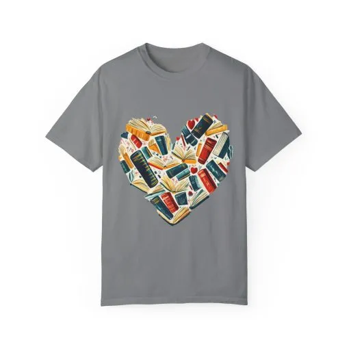 Book Lover's Heart Unisex Garment-Dyed T-Shirt - Image 13