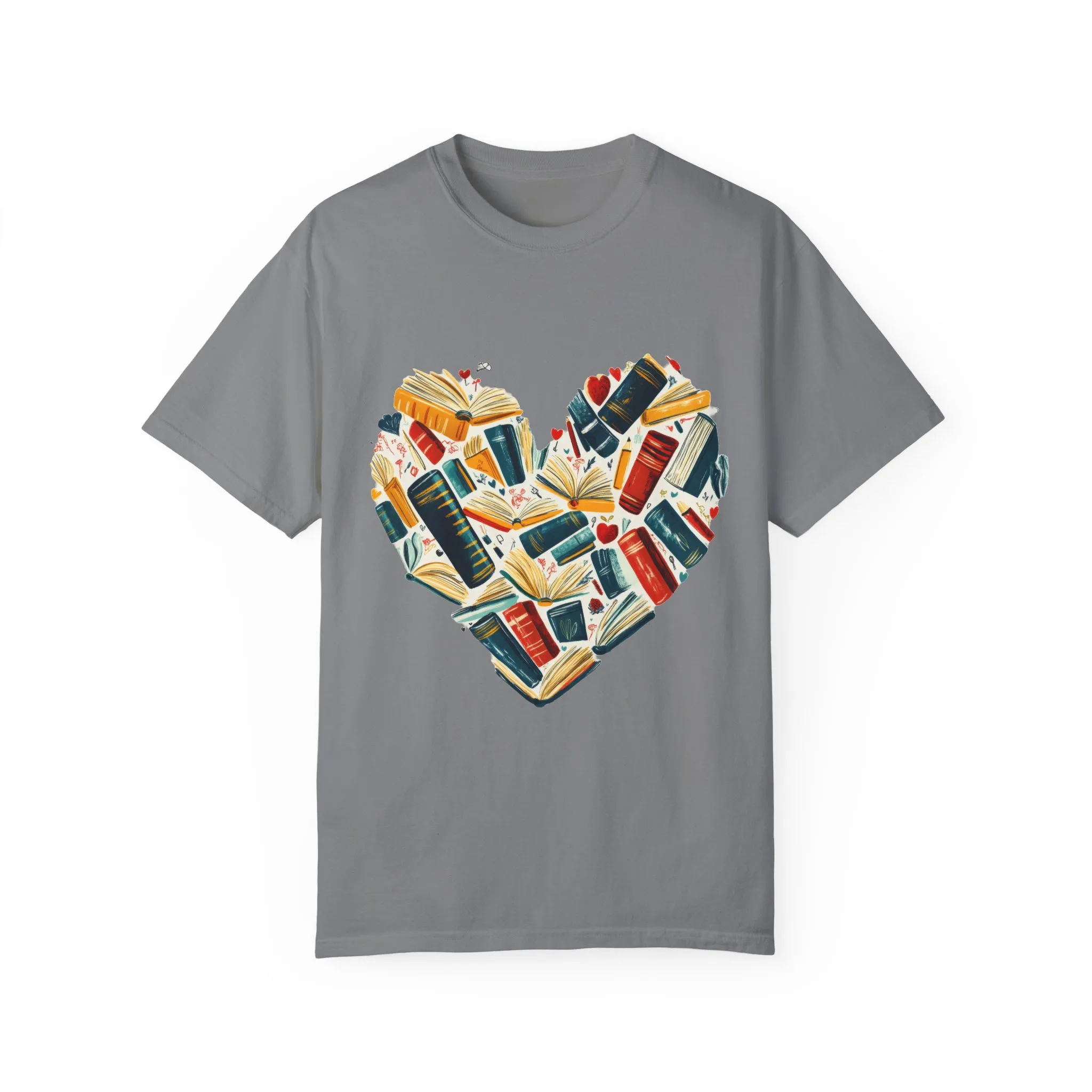 Book Lover's Heart Unisex Garment-Dyed T-Shirt - Image 13