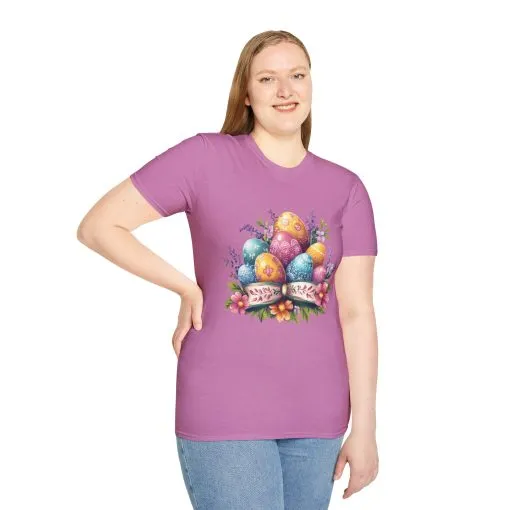 Easter Floral Eggs Unisex Softstyle T-Shirt - Image 3