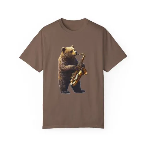 Jazz Bear Unisex Garment-Dyed T-Shirt - Image 13