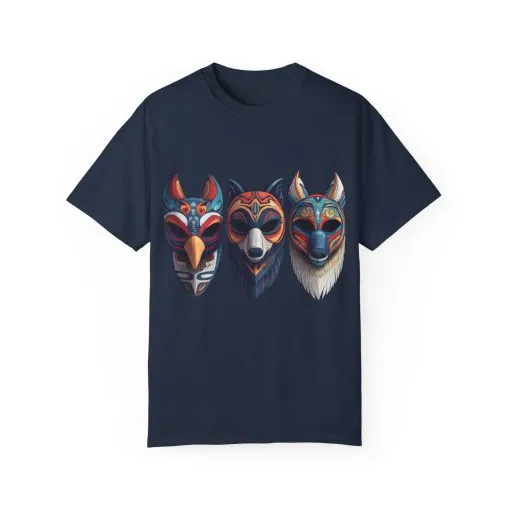 Tribal Mask Unisex Garment-Dyed T-Shirt | Artistic & Colorful Graphic Tee - Image 41