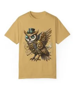 Steampunk Owl Unisex Garment-Dyed T-Shirt