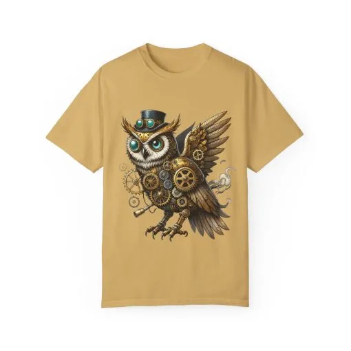 Steampunk Owl Unisex Garment-Dyed T-Shirt