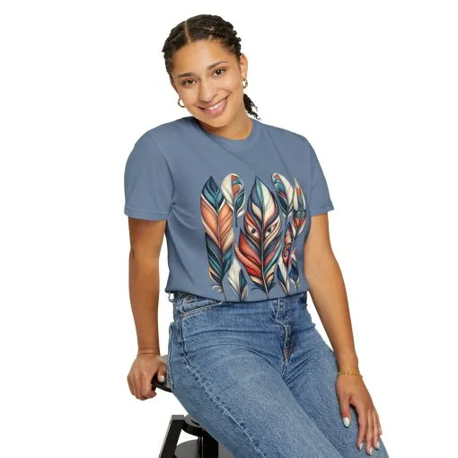 Bohemian Feathers Unisex T-Shirt - Artistic Nature Design - Image 44