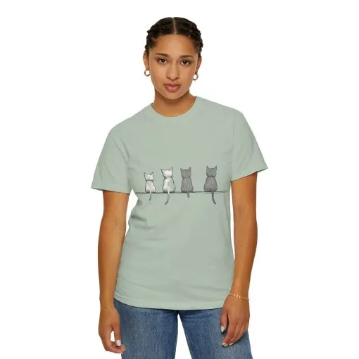 Cute Cat Sitting T-Shirt - Unisex Garment-Dyed Tee for Cat Lovers - Image 16