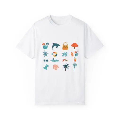 Tropical Vibes Unisex Garment-Dyed T-Shirt | Beach Life Design - Image 2