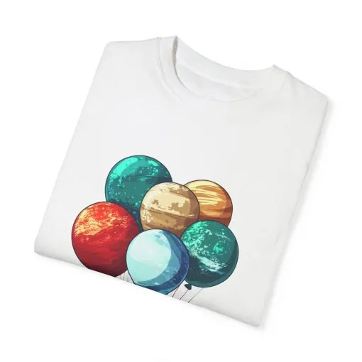 Astronauts and Planets Graphic T-Shirt - Unisex Garment-Dyed Tee - Image 2