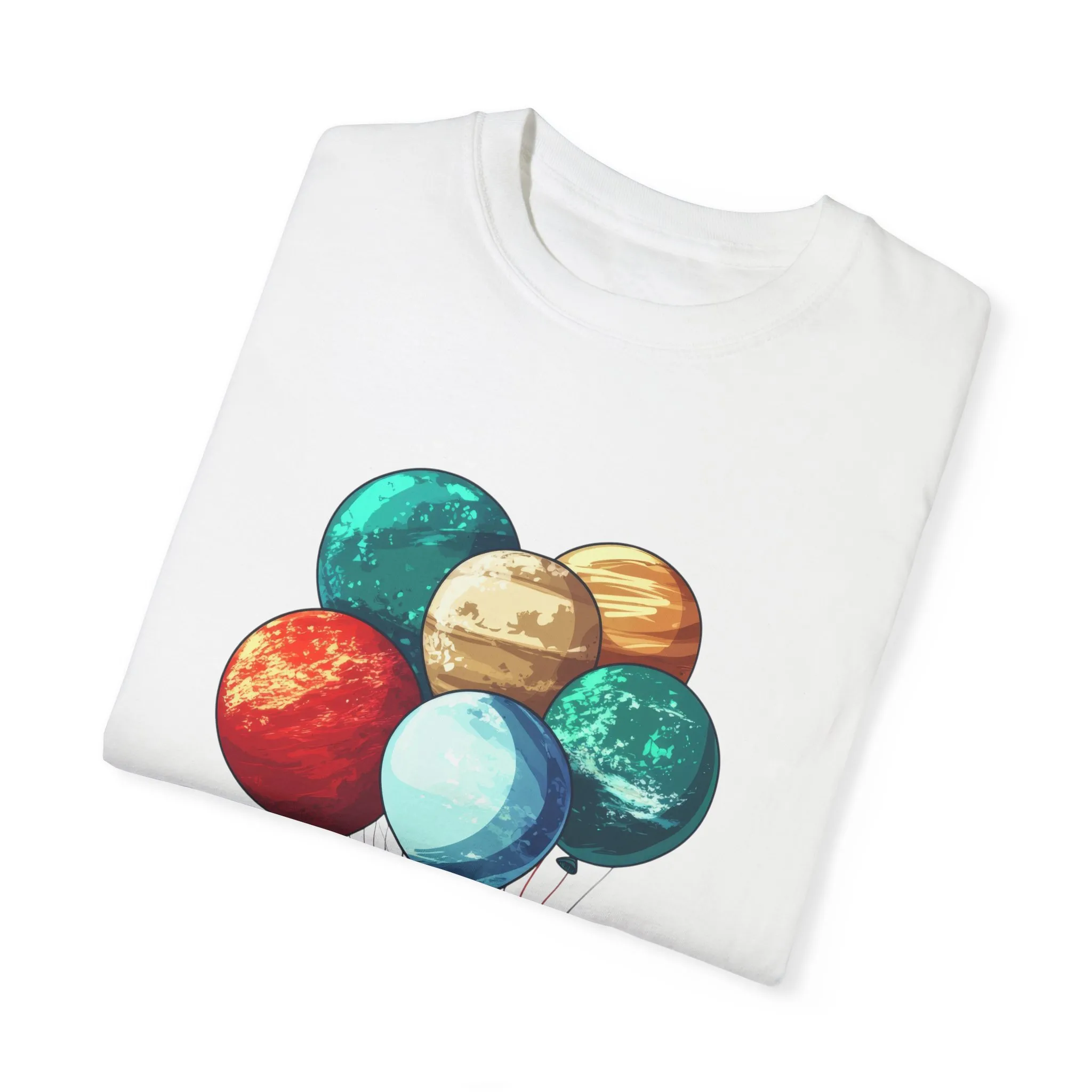 Astronauts and Planets Graphic T-Shirt - Unisex Garment-Dyed Tee - Image 2