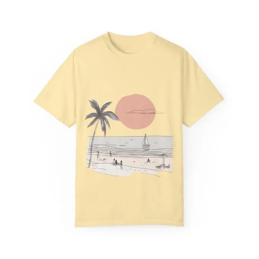 Sunset Beach Vibe Unisex Garment-Dyed T-Shirt - Image 9