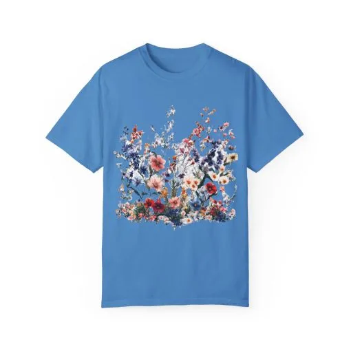 Floral Garden Unisex Garment-Dyed T-Shirt - Nature-Inspired Design - Image 25