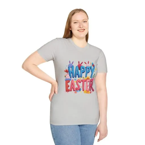 Easter Joy Unisex Softstyle T-Shirt - Spring Floral Design - Image 4