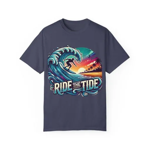 Ride the Tide Unisex Garment-Dyed T-shirt - Surfing Inspired Graphic Tee - Image 29