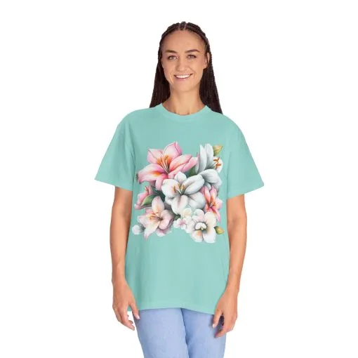 Floral Elegance Unisex Garment-Dyed T-Shirt - Perfect for Spring Celebrations - Image 24