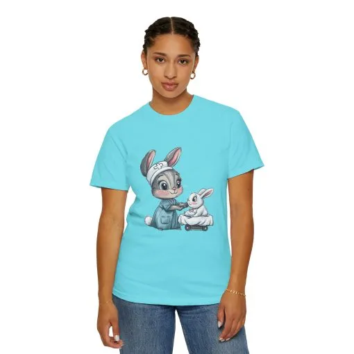 Cute Nurse Bunny Unisex Garment-Dyed T-Shirt - Image 30