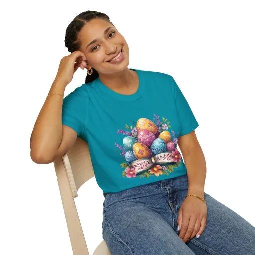 Easter Floral Eggs Unisex Softstyle T-Shirt - Image 28