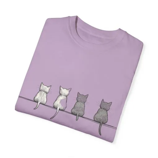 Cute Cat Sitting T-Shirt - Unisex Garment-Dyed Tee for Cat Lovers - Image 18
