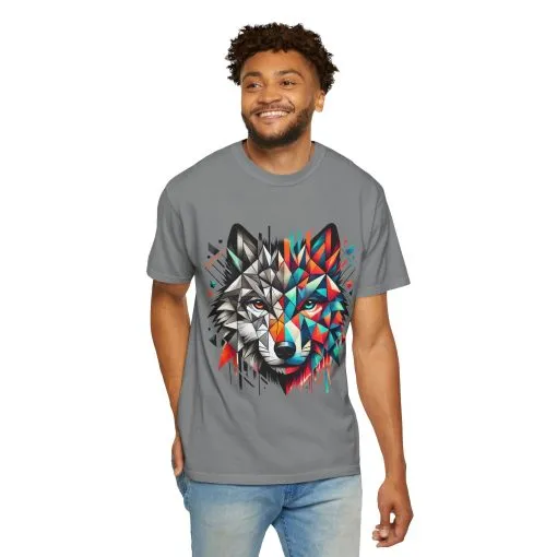 Vibrant Wolf Design Unisex Garment-Dyed T-Shirt - Colorful Art Tee - Image 19