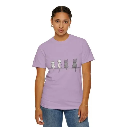 Cute Cat Sitting T-Shirt - Unisex Garment-Dyed Tee for Cat Lovers - Image 20