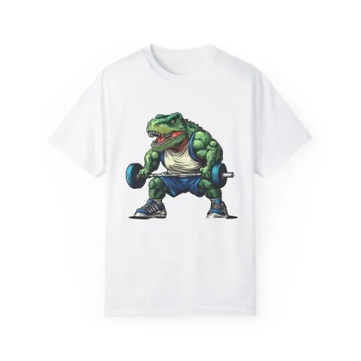 Gym Dinosaur Unisex Garment-Dyed T-Shirt - Fitness Tee for Workout Enthusiasts