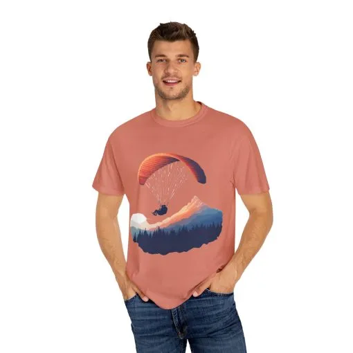 Adventure Awaits Unisex Garment-Dyed T-shirt - Paragliding and Mountain Design - Image 11