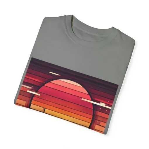 Retro Sunset Piano Unisex Garment-Dyed T-Shirt - Image 22