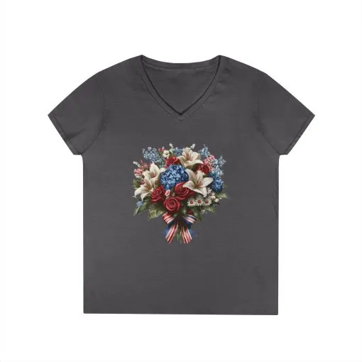 Floral Bouquet Ladies' V-Neck T-Shirt - Perfect for Spring Celebrations - Image 9
