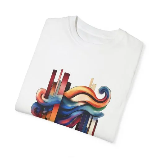 Colorful Abstract Art Unisex Garment-Dyed T-Shirt | Trendy Graphic Tee for Art Lovers - Image 6